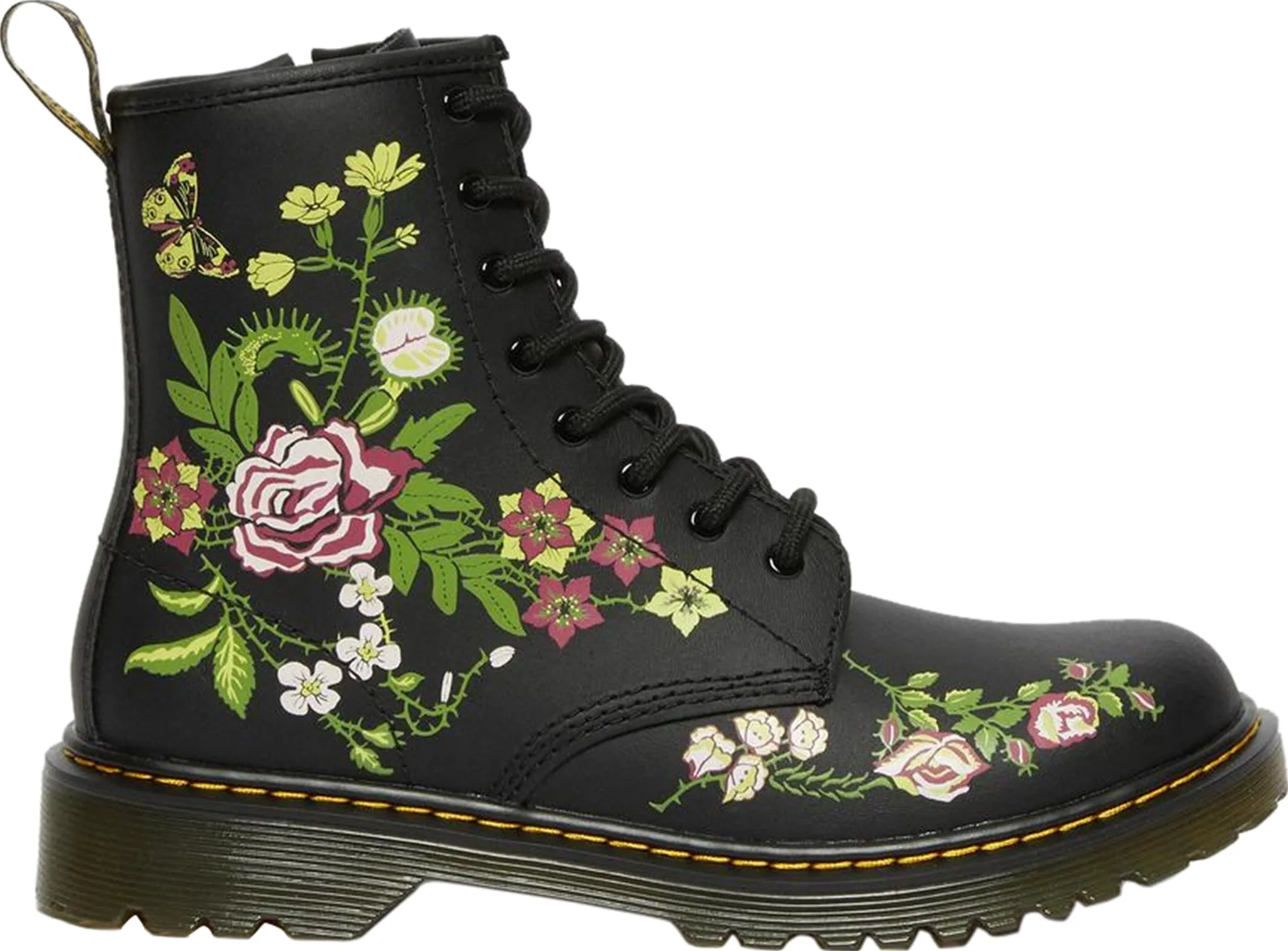 1460 Floral Leather Lace Up Boots - Big Kids|-|Bottes à lacets en cuir à fleurs 1460 - Grand Enfant