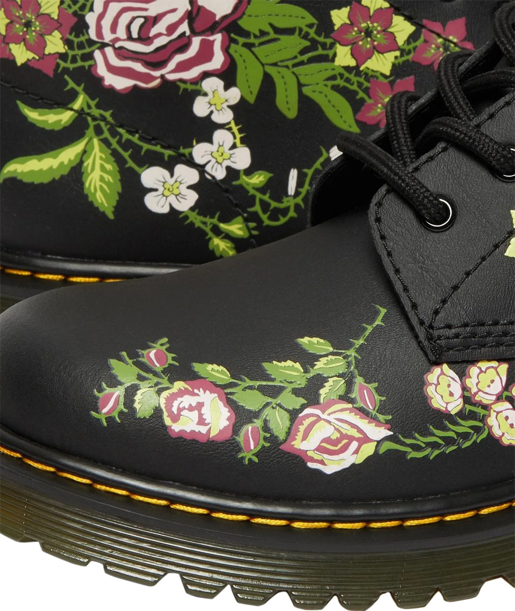 1460 Floral Leather Lace Up Boots - Big Kids|-|Bottes à lacets en cuir à fleurs 1460 - Grand Enfant