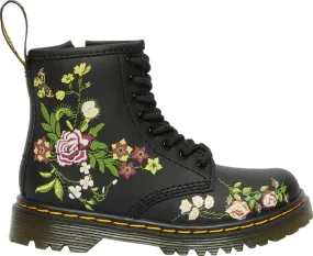 1460 Floral Leather Lace Up Boots - Little Girls|-|Bottes à lacets en cuir à fleurs 1460 - Petit Fille