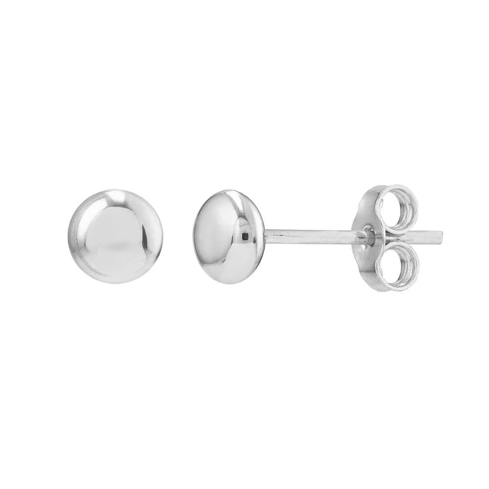 14k Flat Round Pebble Stud Earrings