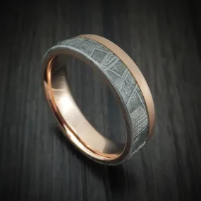 14K Rose Gold and Gibeon Meteorite Men's Ring Custom Made Band