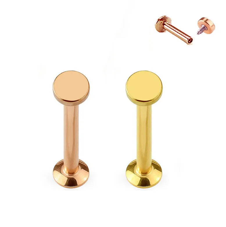 16G Flat Disc Internally Threaded Ion Plated Tragus Labret