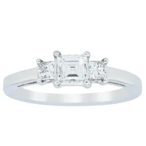 18ct White Gold .46ct Emerald Cut Diamond Olympus Ring