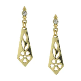 1928 Jewelry Cutout Drop Earrings With Crystal Post Accents