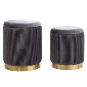 2 piece Ottoman in Grey and Gold