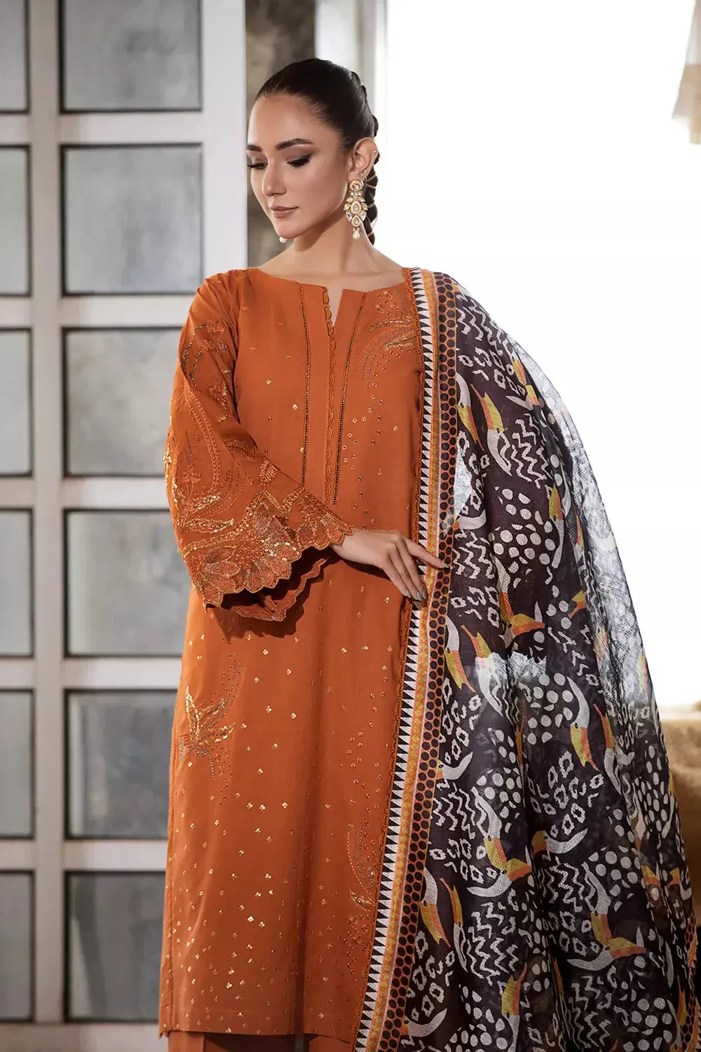 3PC Embroidered Unstitched Lawn Suit KOE-2666