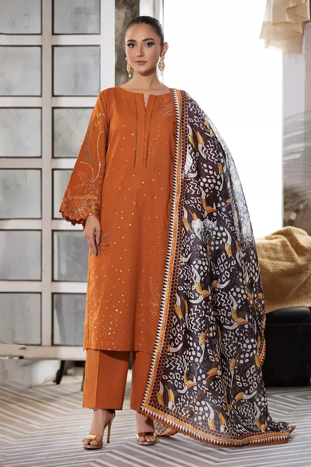 3PC Embroidered Unstitched Lawn Suit KOE-2666