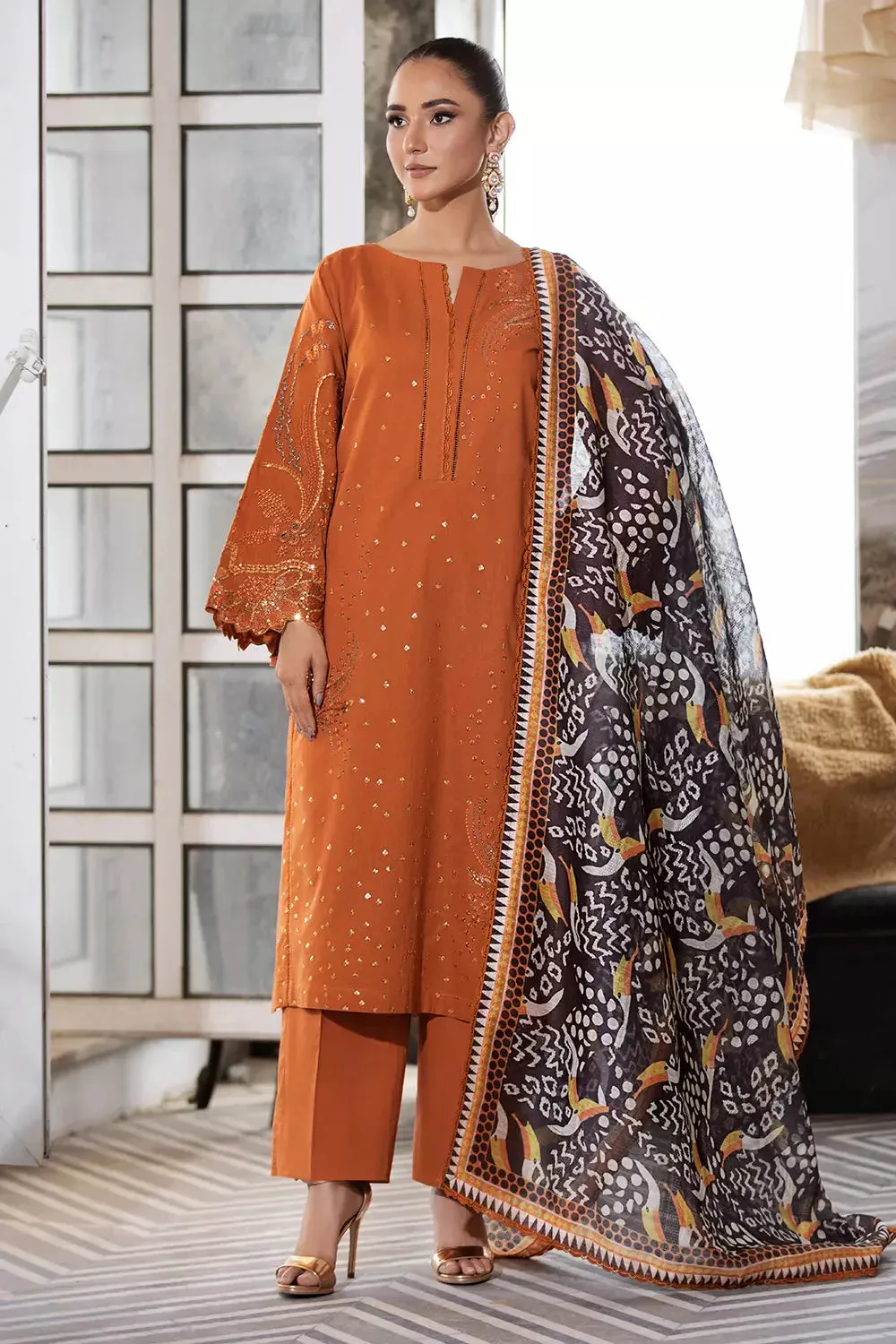 3PC Embroidered Unstitched Lawn Suit KOE-2666