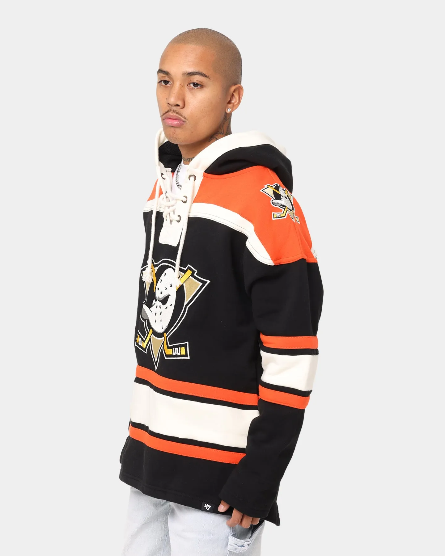 47 Brand Anaheim Ducks NHL Lacer Hoodie Jet Black/White/Orange