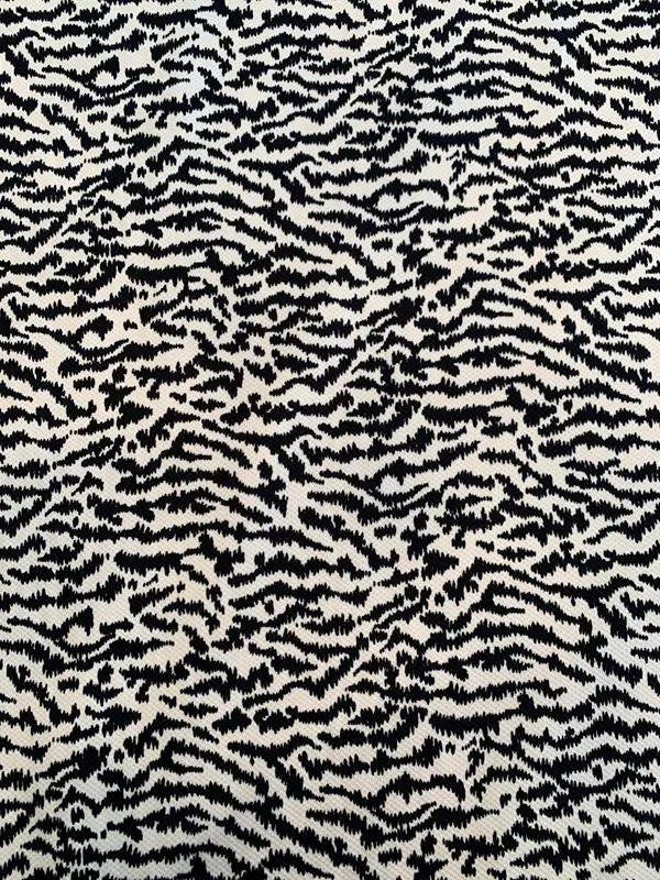 Abstract Zebra Pattern Printed Stretch Cotton Pique - Black / Ivory