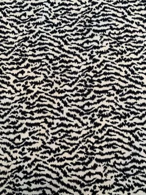 Abstract Zebra Pattern Printed Stretch Cotton Pique - Black / Ivory