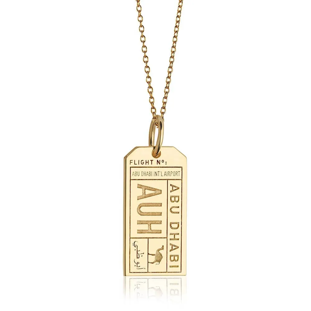 Abu Dhabi UAE AUH Luggage Tag Charm Gold