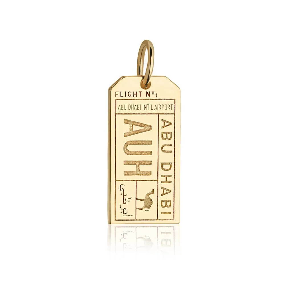 Abu Dhabi UAE AUH Luggage Tag Charm Gold