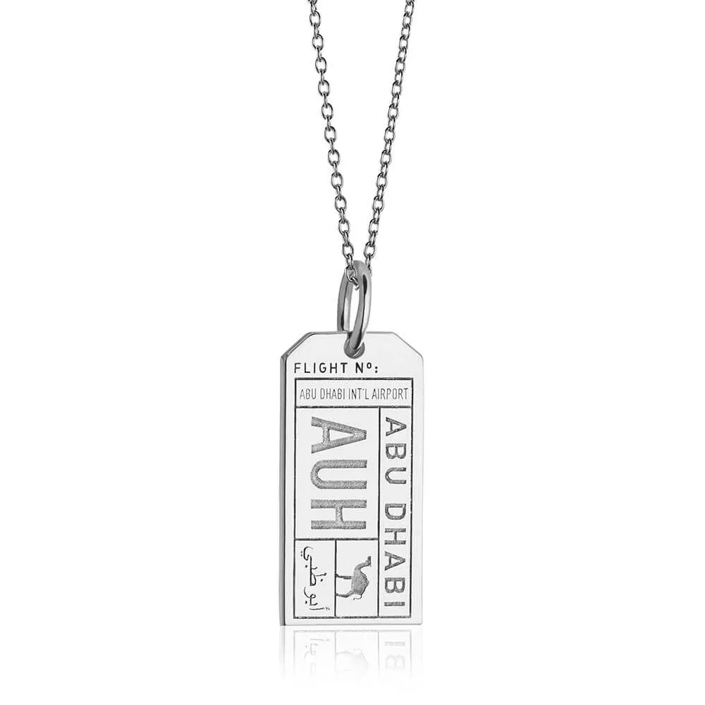 Abu Dhabi UAE AUH Luggage Tag Charm Silver