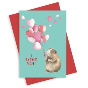 Animal Collection A6 Foiled Greeting Card Guinea Pig I Love You