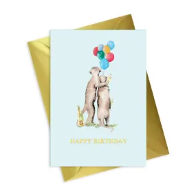 Animal Collection A6 Foiled Greeting Card Meerkats Happy Birthday