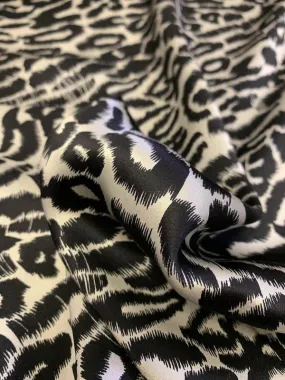 Animal Pattern Printed Silk Charmeuse - Black / Pale Grey