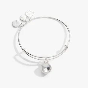 April Birthstone Charm Bangle, Clear Crystal