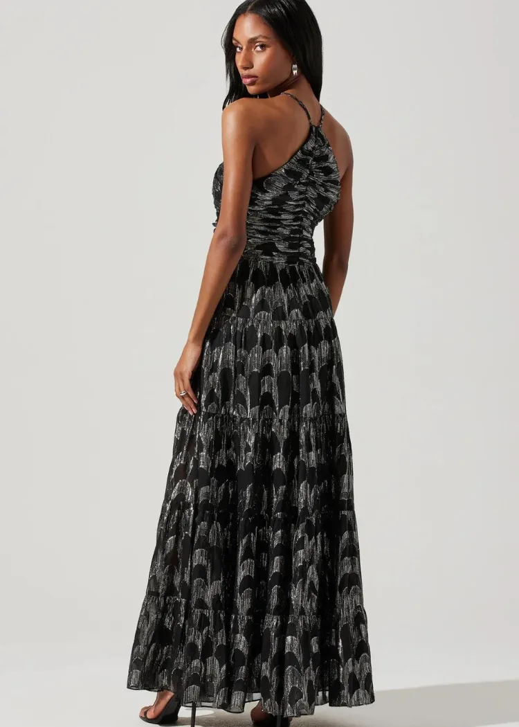 ASTR The Label Madeline Halter Dress - Black/Silver ***FINAL SALE***