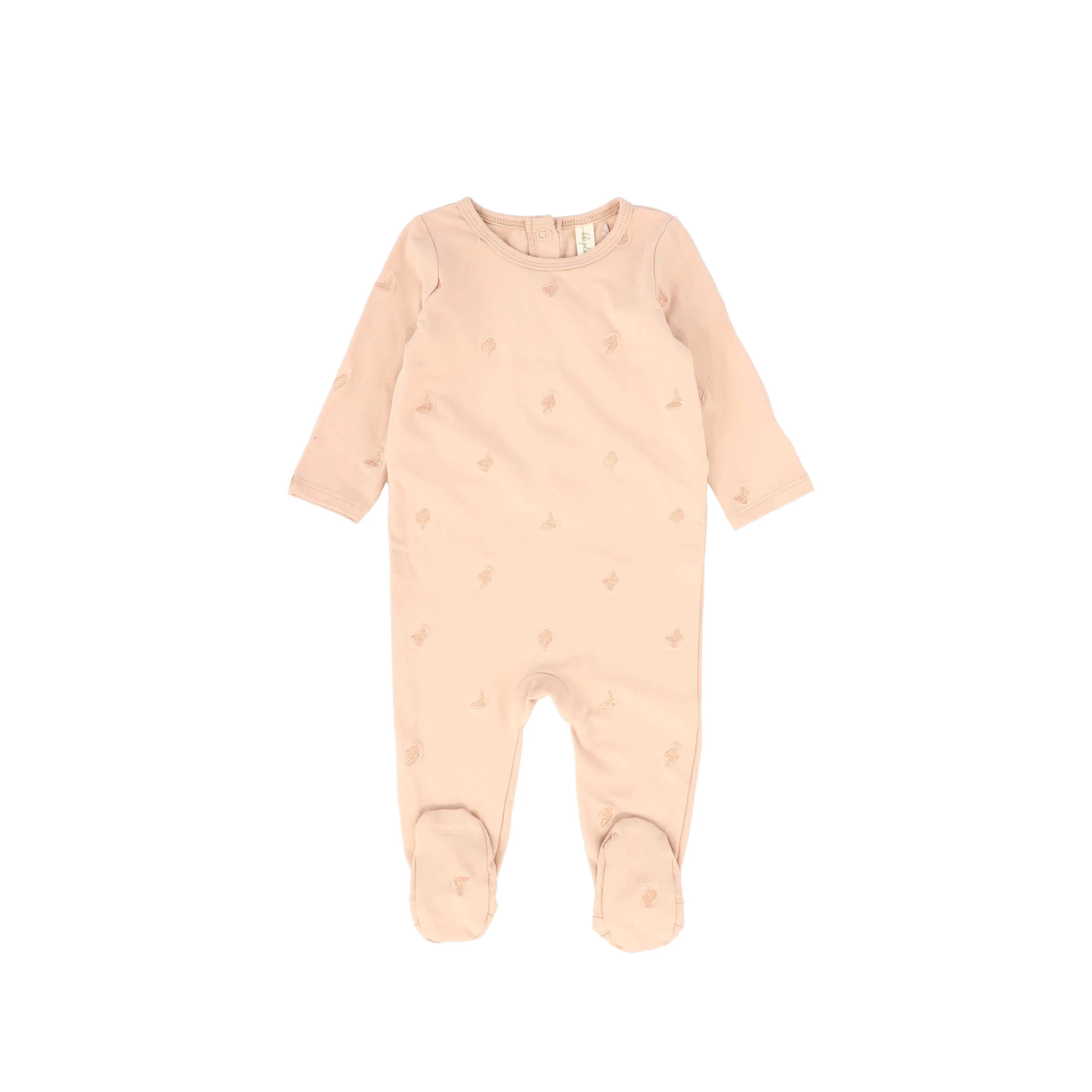 Bebe Jolee Peach Embroidered Butterfly Footie