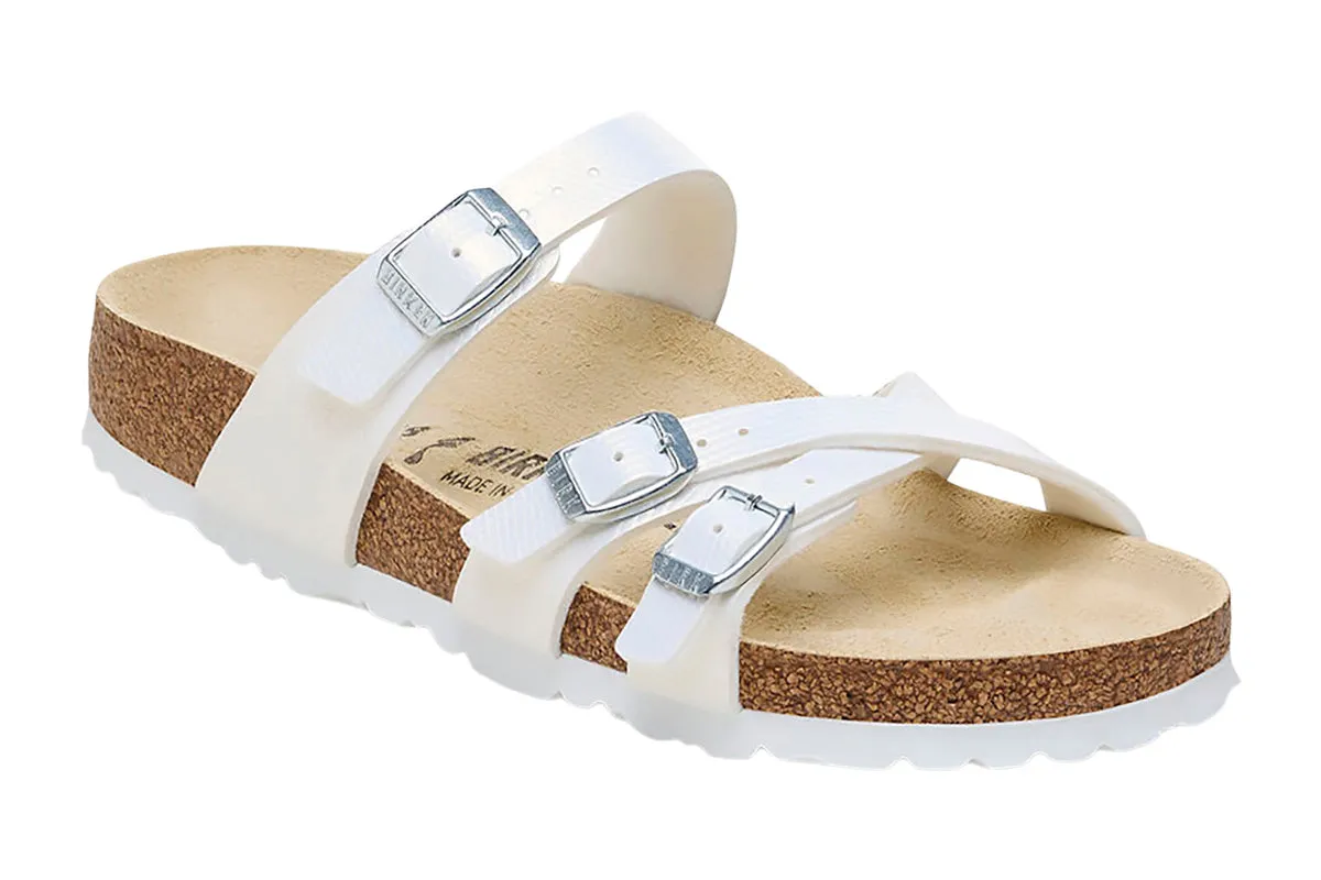 Birkenstock Franca R Shiny Embossed White Birko-Flor Womens