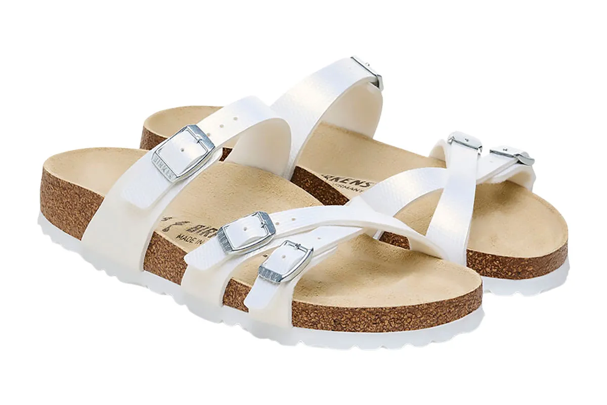 Birkenstock Franca R Shiny Embossed White Birko-Flor Womens