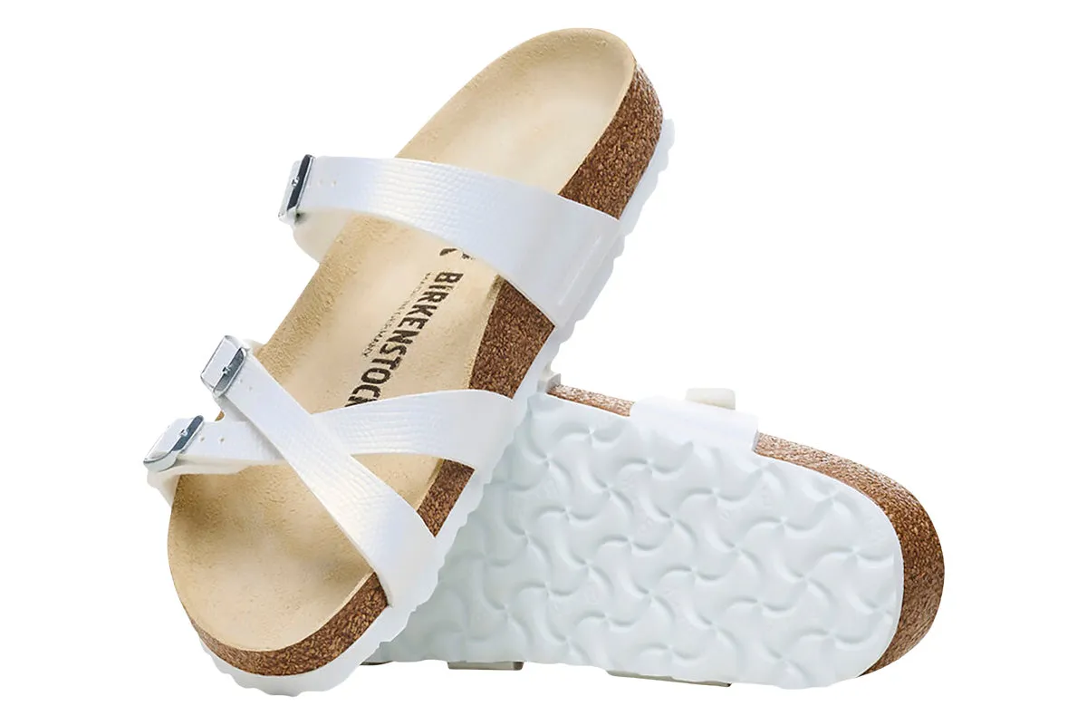 Birkenstock Franca R Shiny Embossed White Birko-Flor Womens