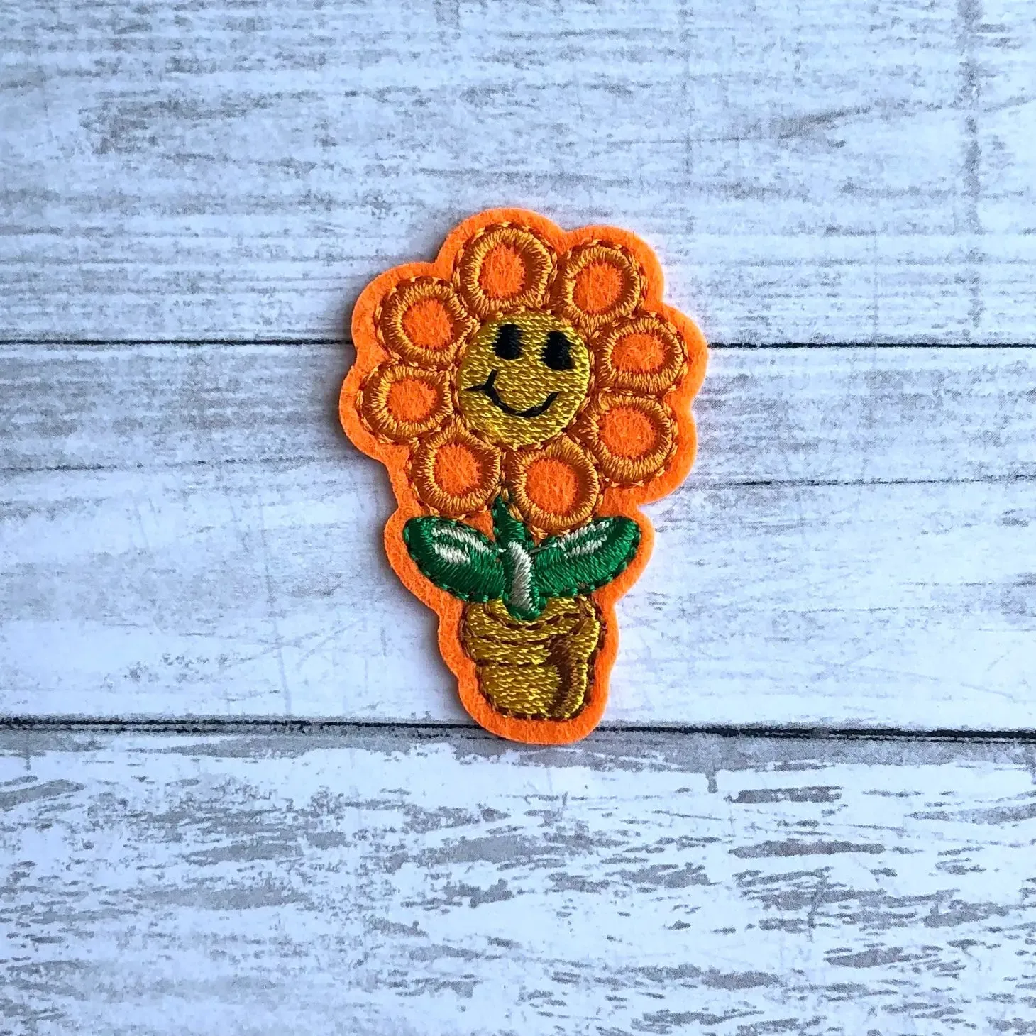 Blooming Orange Flower Iron-on Embroidered Patch