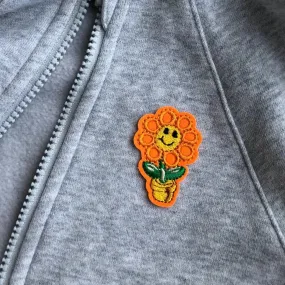 Blooming Orange Flower Iron-on Embroidered Patch