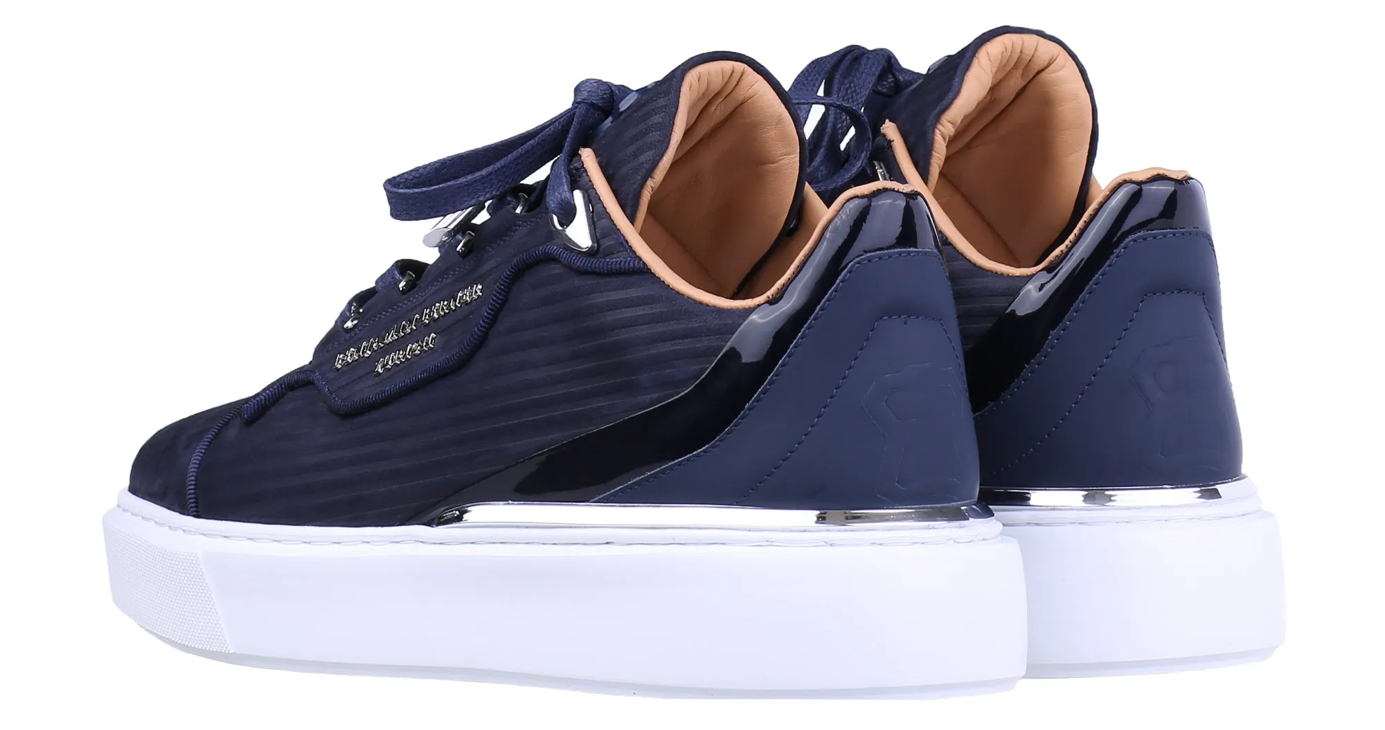 BNJ RAPHAEL Low-Top  NAVY 3D STRIPED EMBOSSED NUBUCK