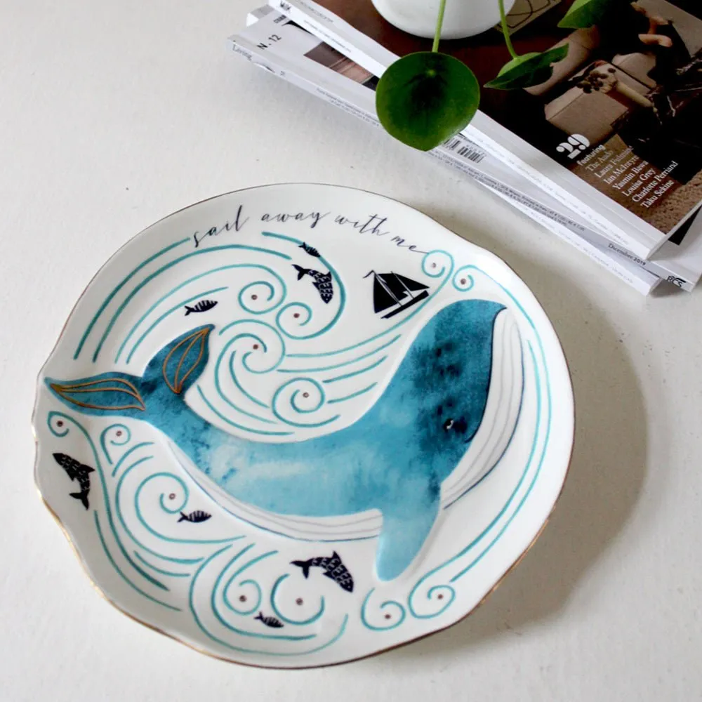 By The Sea Plate Whale