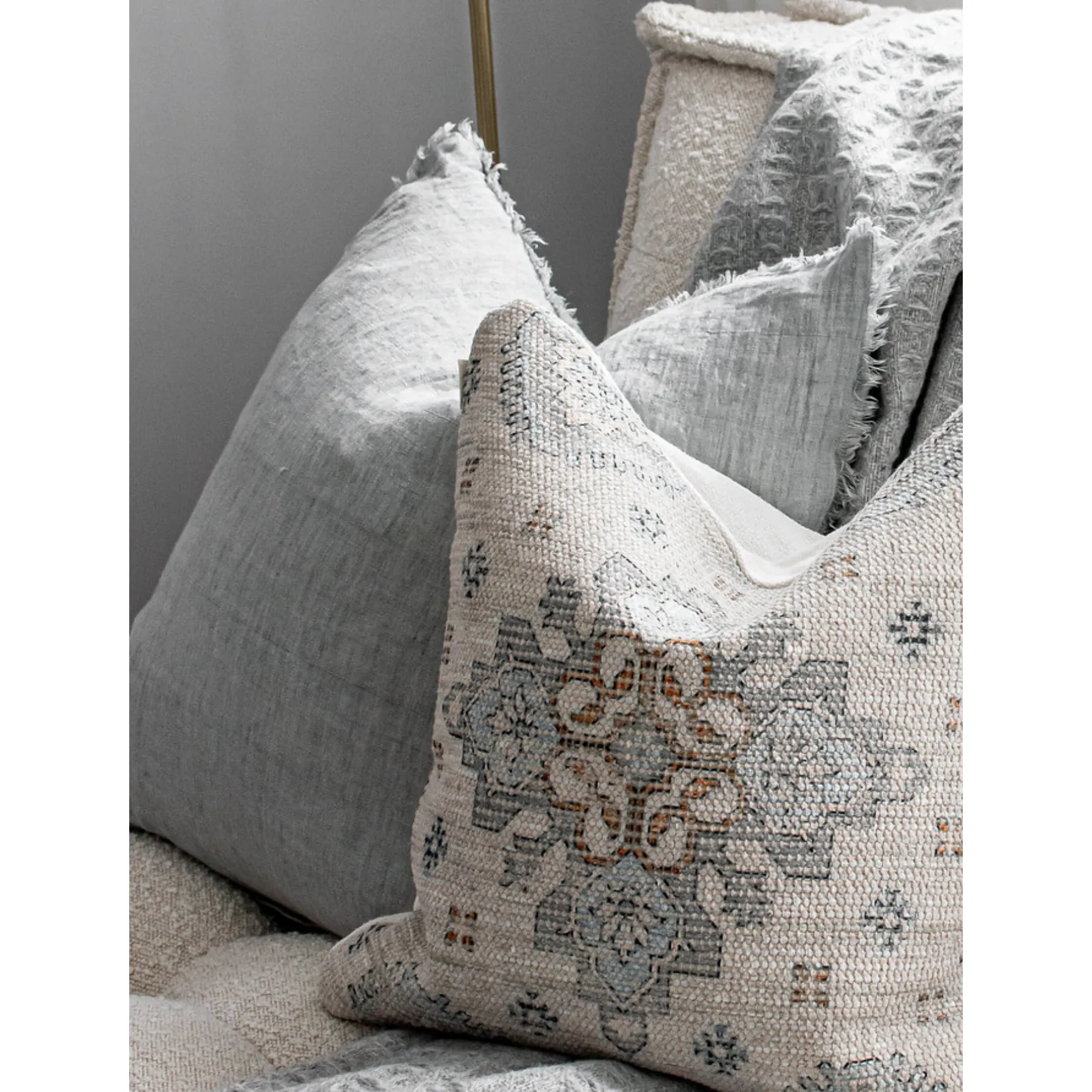 Cambri Flint Grey Linen Pillow