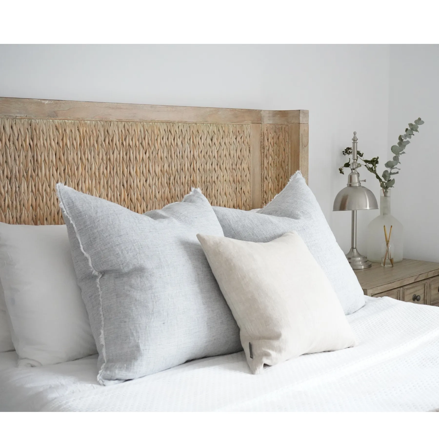 Cambri Grey Stripe Linen Pillow