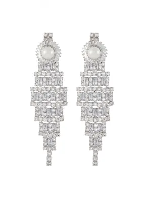 CHANDELIER CRYSTAL PEARL DROP EARRINGS