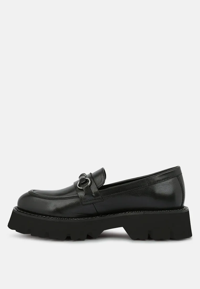 CHEVIOT Black Chunky Leather Loafers