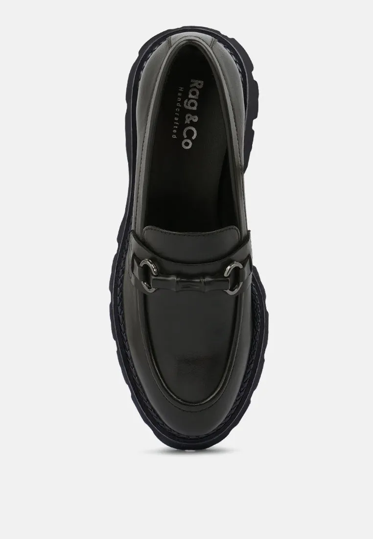 CHEVIOT Black Chunky Leather Loafers