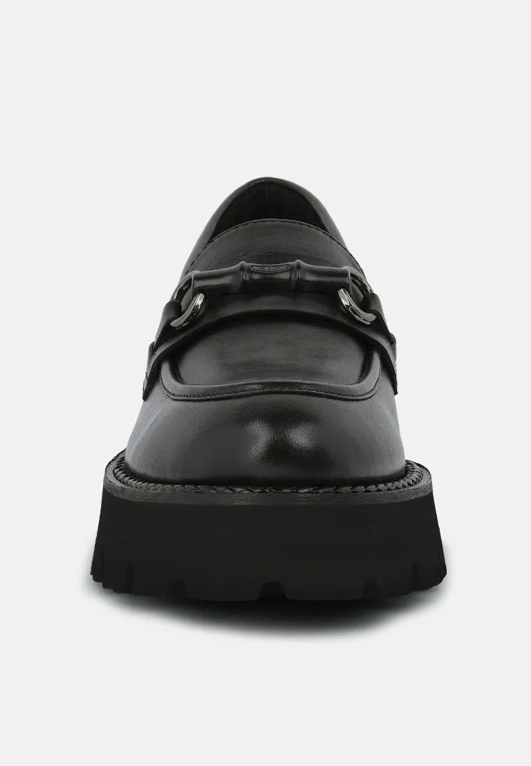 CHEVIOT Black Chunky Leather Loafers