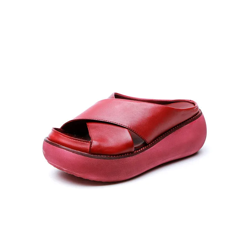 [Clearance]Summer Cross Strap Wedge Slippers 38