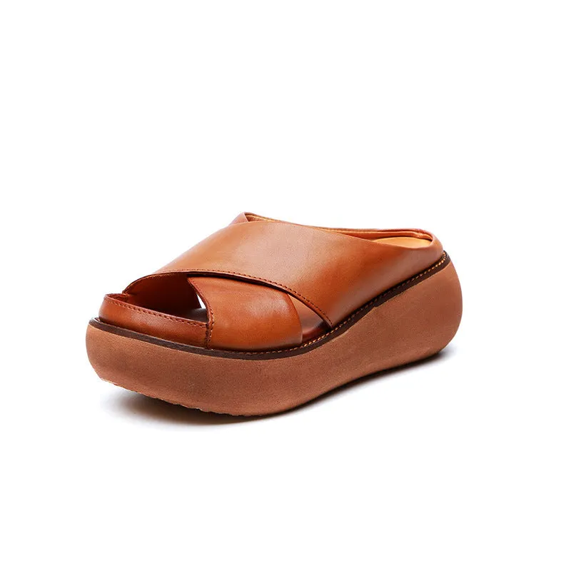 [Clearance]Summer Cross Strap Wedge Slippers 38