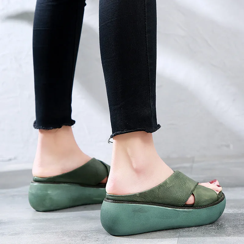 [Clearance]Summer Cross Strap Wedge Slippers 38