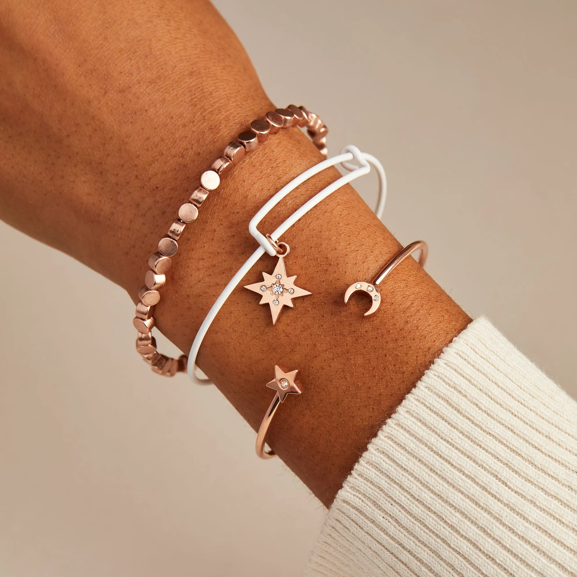 Crystal Moon   Star Flex Cuff Bracelet