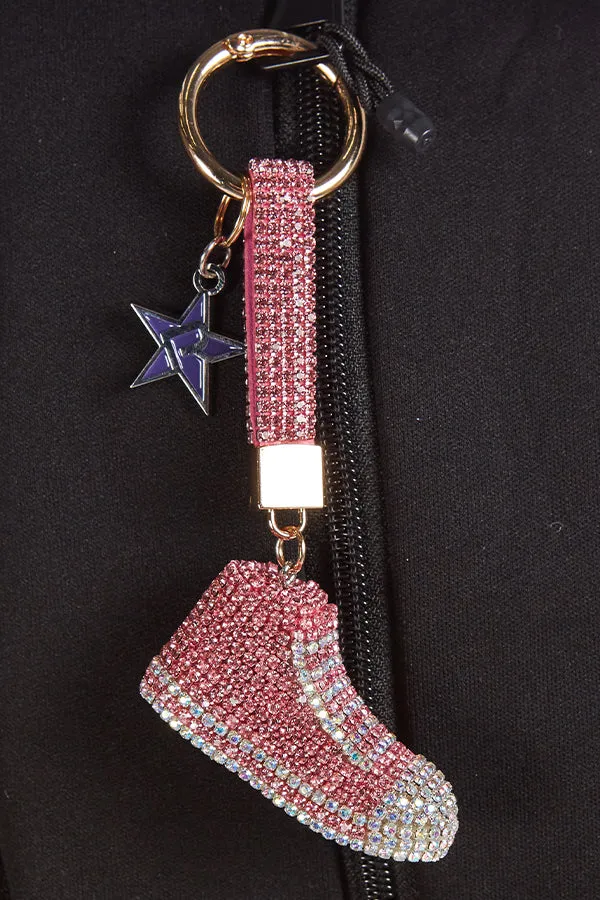 Crystal Shoes Keychain with Crystal Charm in Pink