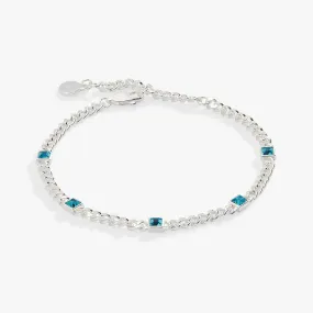 December Birthstone Blue Zircon Curb Chain Bracelet