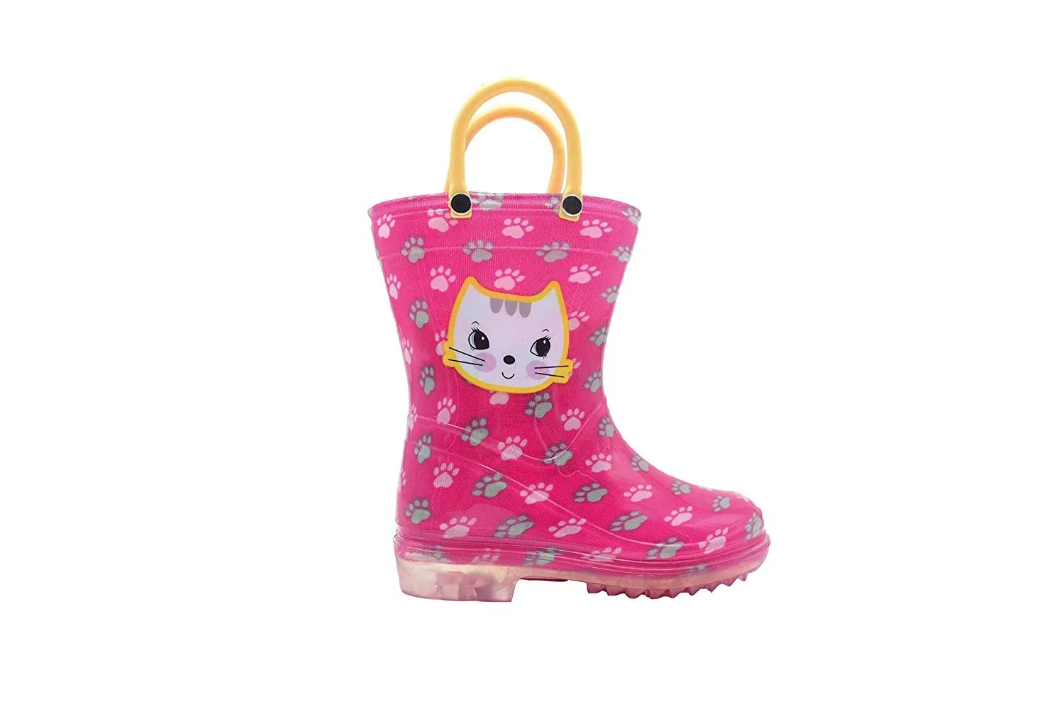 dELiAs Toddler Girls Rain Boots Cute Animal Printed with Easy-On Handles Waterproof Shoes