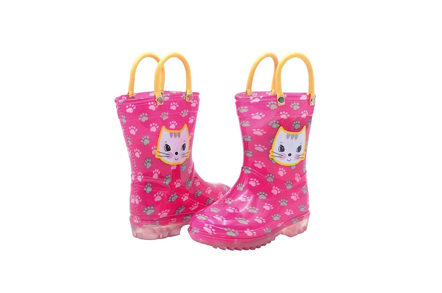 dELiAs Toddler Girls Rain Boots Cute Animal Printed with Easy-On Handles Waterproof Shoes