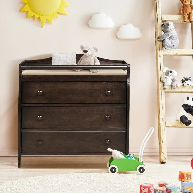 Dresser Changing Table with 3 Drawers & Safety Belt