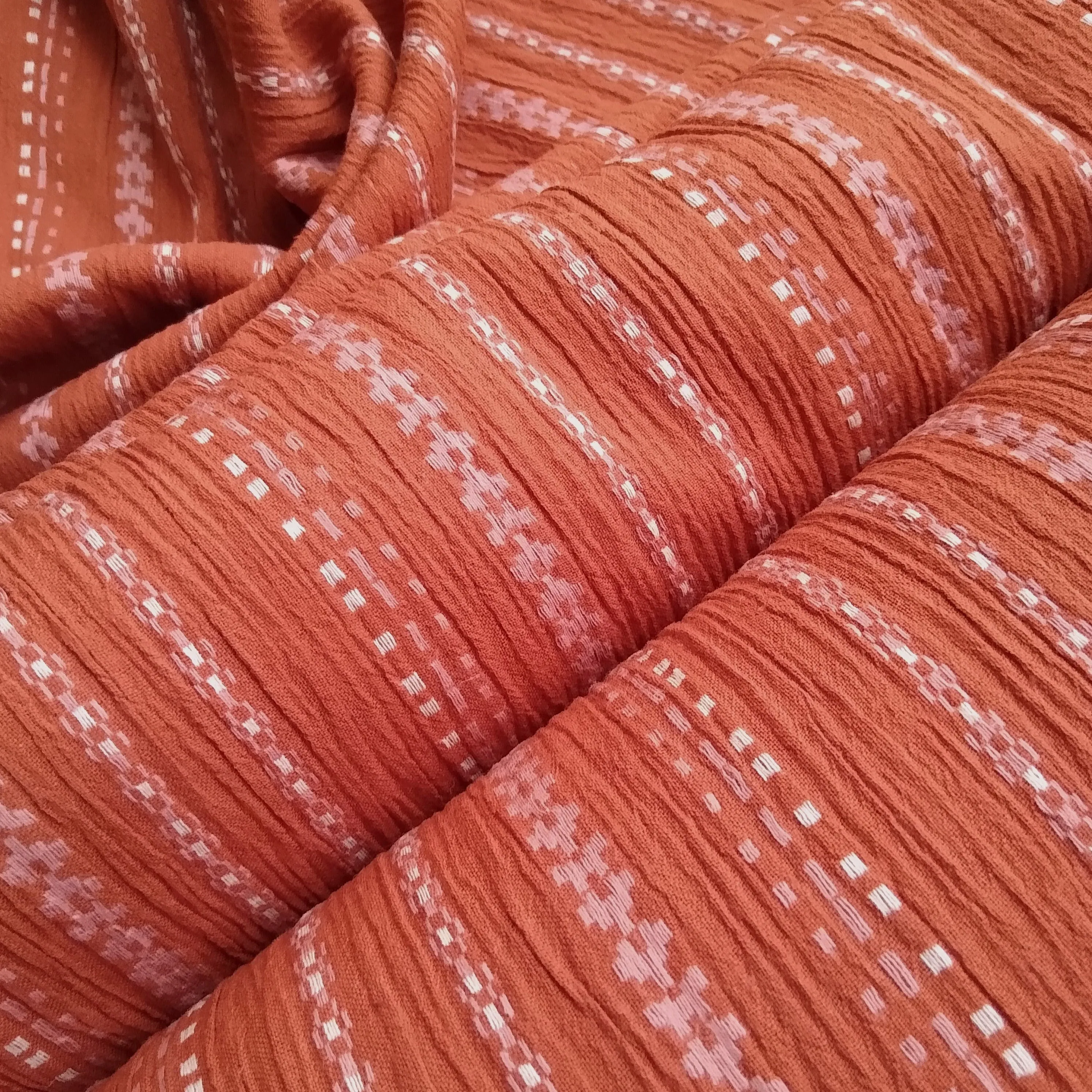 Embroidered Cotton Gauze / Marmalade