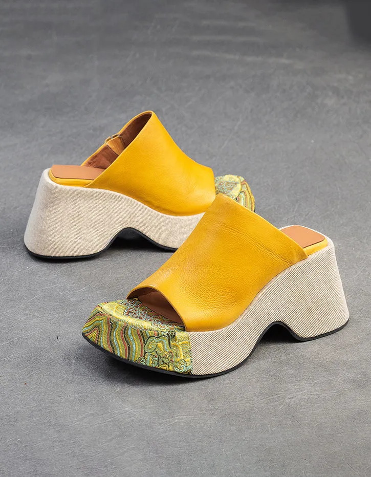 Ethnic Style Handmade Elegant Wedge Slippers