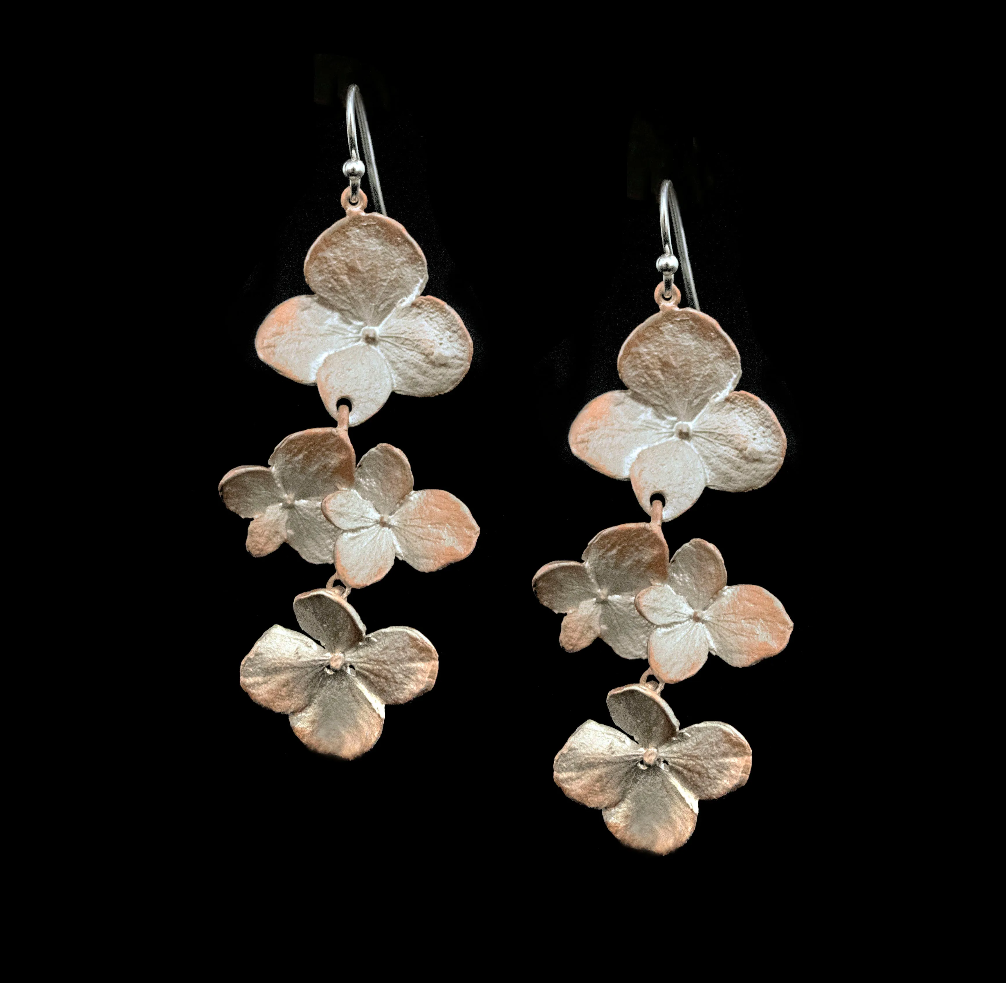 Fine Hydrangea Silver Flower Earrings