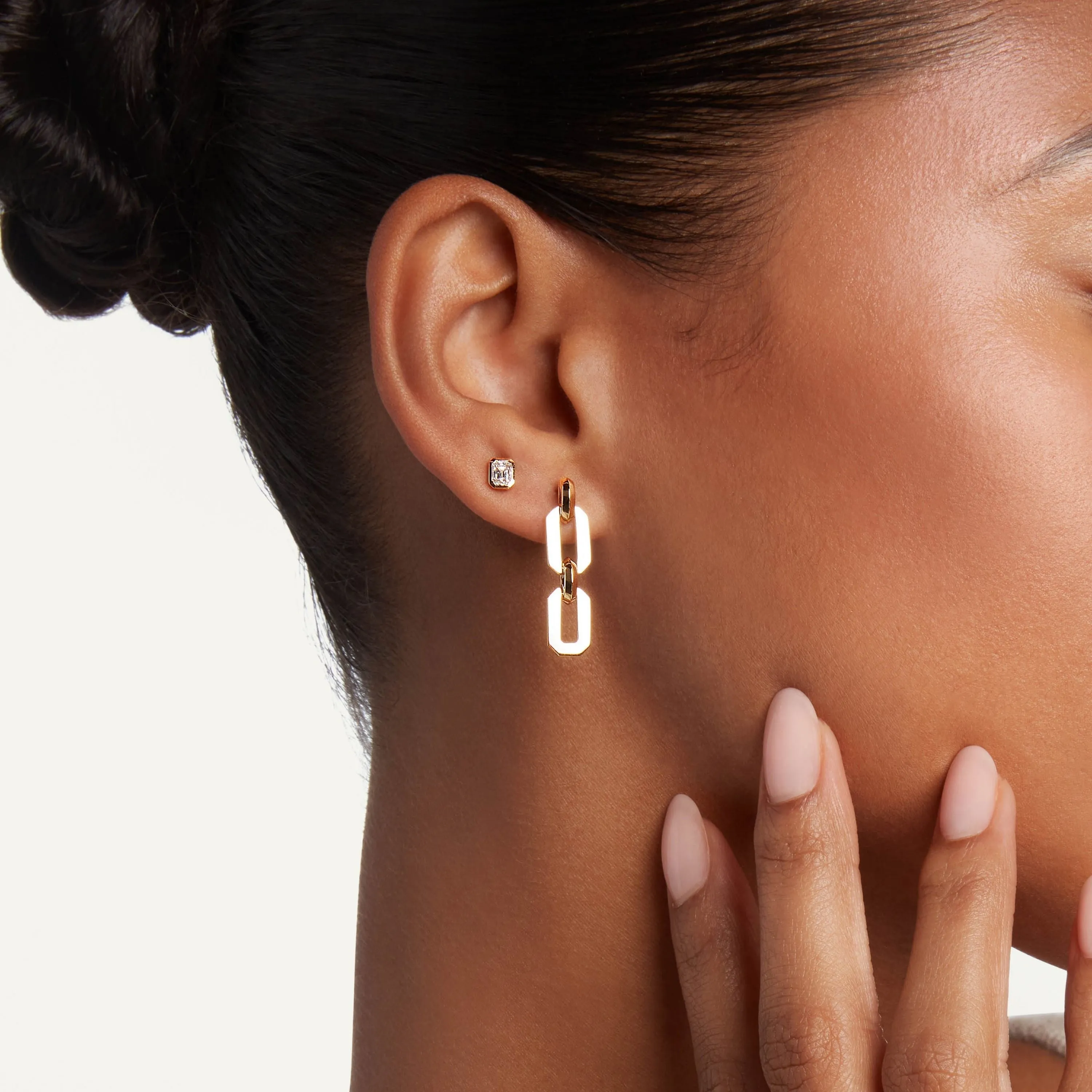 FLAT GEO LINK EARRINGS